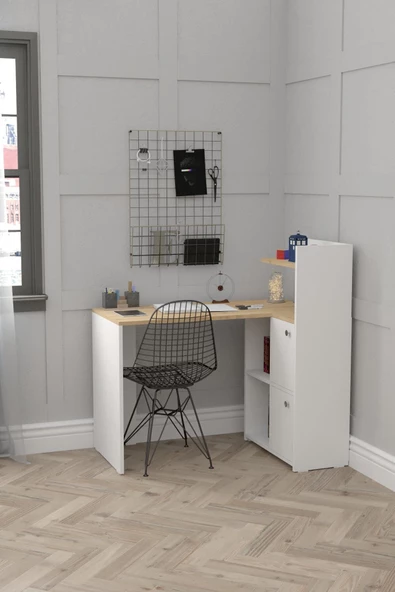 Durusilya Mobilya L Çalışma Masası Kitaplıklı Dolaplı - 5