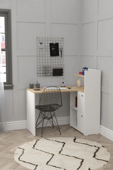 Durusilya Mobilya L Çalışma Masası Kitaplıklı Dolaplı - 6