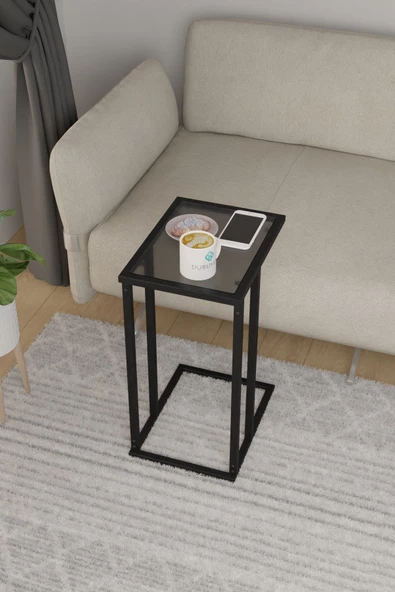 Durusilya Mobilya Camlı C Ayak Sehpa Zigon Sehpa Yan Sehpa - 2