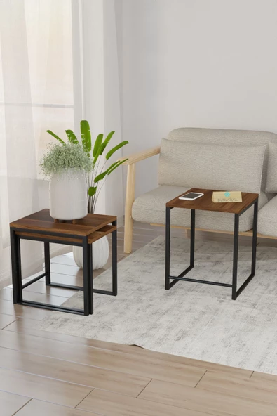 Durusilya Mobilya Zigon Sehpa , Metal Üçlü Zigon Sehpa , 3 lü Sehpa - 2