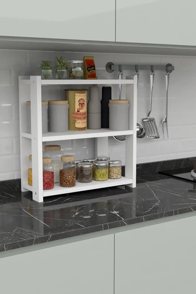 Durusilya Mobilya Baharatlık Çok Amaçlı Raf Tezgah Üstü Üç Katlı Baharatlık Tyc00568044323, One Size - 2