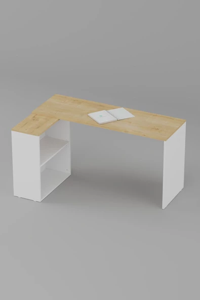 Durusilya Mobilya L Çalışma Masası Bilgisayar Masası Dolaplı Kitaplıklı - 6