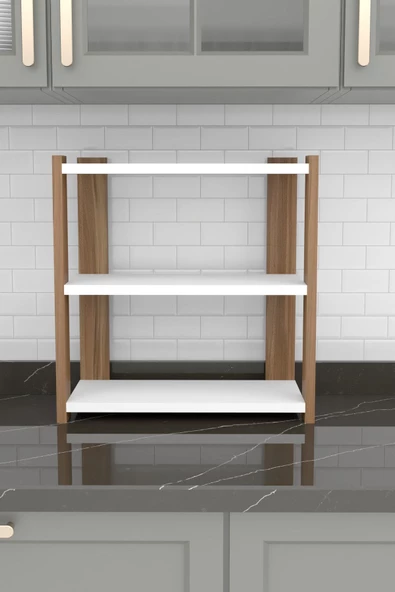 Durusilya Mobilya Baharatlık Çok Amaçlı Raf Tezgah Üstü Üç Katlı Baharatlık - 3