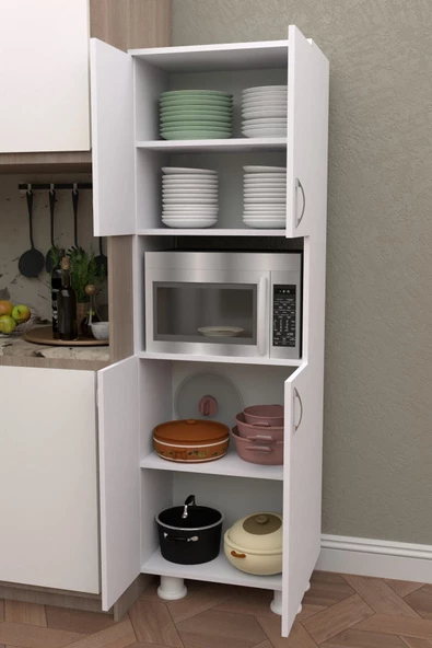 Durusilya Fırın Mikro Dalga Bölmeli Alt Üst Kapaklı Çok Amaçlı Mutfak Balkon Dolabı Dört Kapaklı, One Size - 6