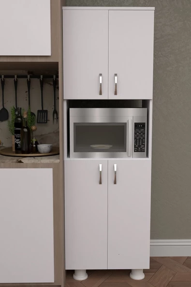 Durusilya Fırın Mikro Dalga Bölmeli Alt Üst Kapaklı Çok Amaçlı Mutfak Balkon Dolabı Dört Kapaklı, One Size - 5