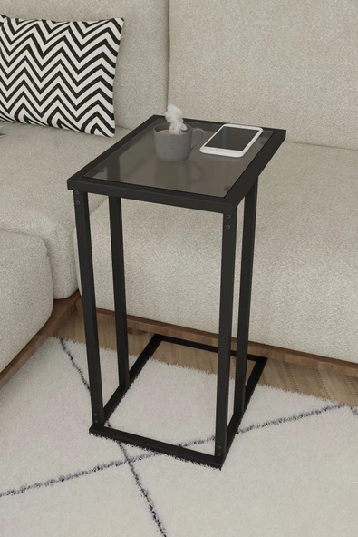 Durusilya Mobilya Camlı C Ayak Sehpa Zigon Sehpa Yan Sehpa - 5