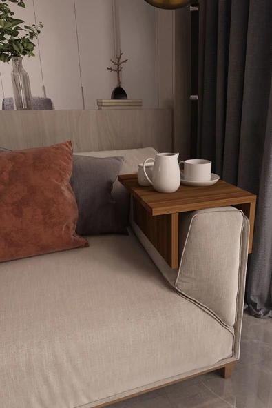 Durusilya Koltuk Yan Sehpa Kolçak Sehpası Kolçak Yan Sehpa Ceviz Renk, One Size - 4