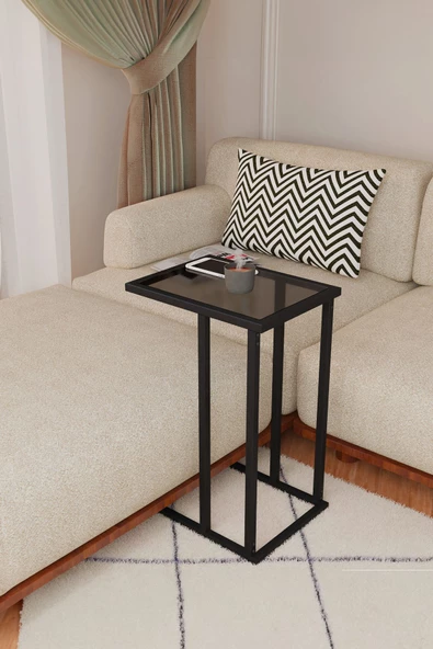 Durusilya Mobilya Camlı C Ayak Sehpa Zigon Sehpa Yan Sehpa - 4