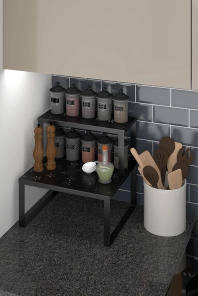 Durusilya Mobilya Metal Dolap Içi Raf Düzenleyici Büyük Boy Tezgah Üstü Düzenleyici Mutfak Metal Raf Metal Organizer - 3