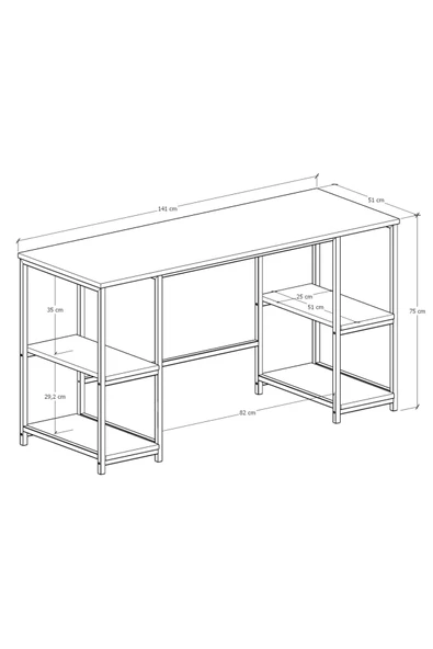 Durusilya Mobilya 140x50 cm Metal Çalışma Bilgisayar Ofis Masası Kitaplıklı - 3