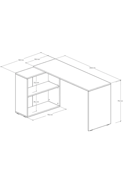 Durusilya Mobilya L Çalışma Masası Bilgisayar Masası Dolaplı Kitaplıklı - 3