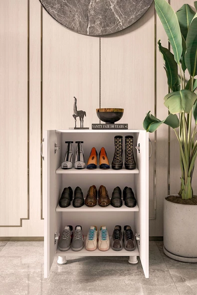 Durusilya Mobilya Ayakkabılık Dolabı Çift Kapaklı 2 Raflı Çok Amaçlı Dolap - 2