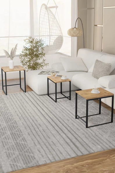 Durusilya Mobilya Zigon Sehpa , Metal Üçlü Zigon Sehpa , 3 lü Sehpa - 3