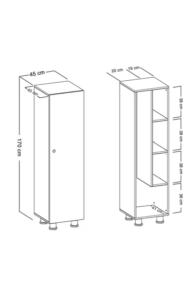 Durusilya Mobilya Paspas Süpürge Temizlik Malzeme Dolabı Çok Amaçlı Dolap Paspas Mop Dolabı, One Size - 4