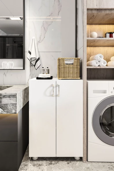 Durusilya Mobilya Çok Amaçlı Mutfak Banyo Balkon Kiler Dolabı Çift Kapaklı Dr2001, One Size - 4