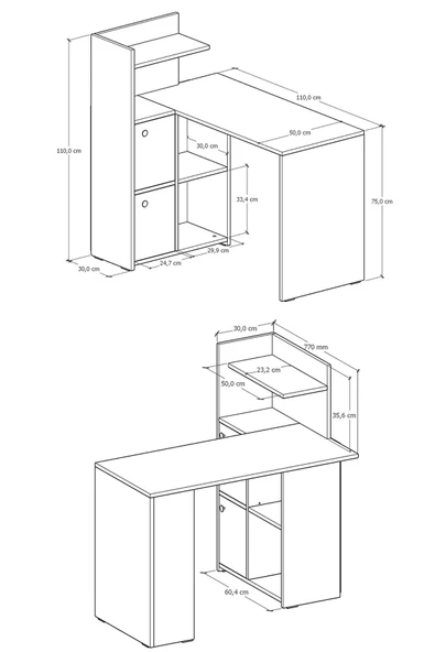 Durusilya Mobilya L Çalışma Masası Kitaplıklı Dolaplı Beyaz - 4