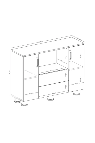 Durusilya Mobilya Fırın Mikro Dalga Bölmeli Kapaklı Çekmeceli Çok Amaçlı Mutfak Balkon Dolabı Fırın Bölme, One Size - 3