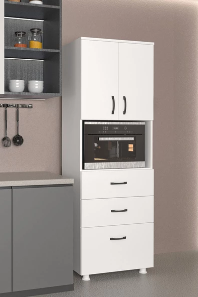 Durusilya Mobilya Fırın Mikro Dalga Bölmeli Kapaklı Çekmeceli Çok Amaçlı Boy Mutfak Balkon Dolabı Dr1002, One Size - 7