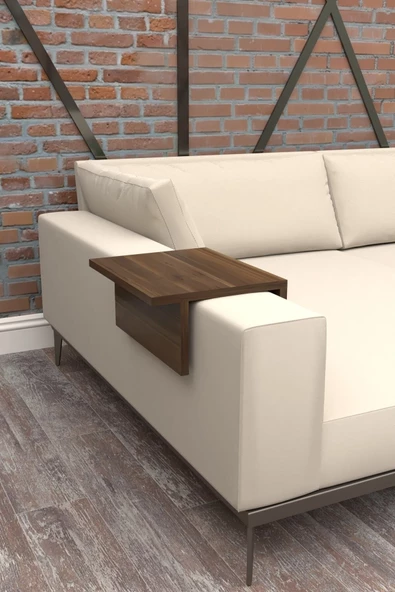 Durusilya Koltuk Yan Sehpa Kolçak Sehpası Kolçak Yan Sehpa Ceviz Renk, One Size - 5