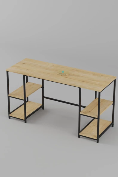 Durusilya Mobilya 140x50 cm Metal Çalışma Bilgisayar Ofis Masası Kitaplıklı - 6