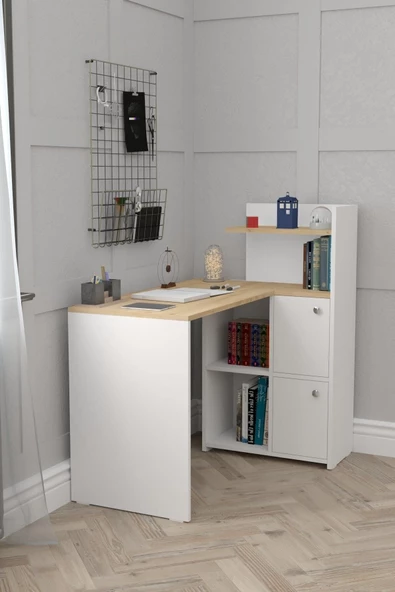 Durusilya Mobilya L Çalışma Masası Kitaplıklı Dolaplı - 4