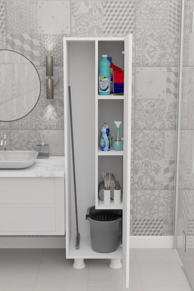 Durusilya Mobilya Paspas Süpürge Temizlik Malzeme Dolabı Çok Amaçlı Dolap Paspas Mop Dolabı, One Size - 5