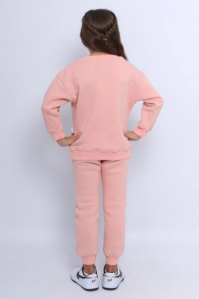 KIZ ÇOCUK 3 İPLİK EŞOFMAN TAKIMI PRİNCESS BASKILI E3 - Resim 8