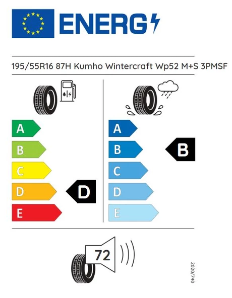 195/55R16 87H WINTERCRAFT WP52 KUMHO - 2