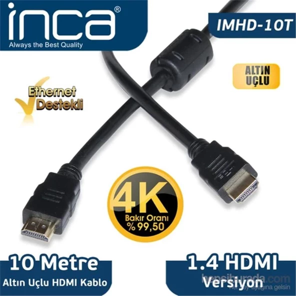 Inca Imhd 10T 10M 4K 1,4 V 3D Altın Uçlu Hdmı Kablo/Inca