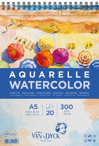 Van Dyck Aquarelle Cold Pres Suluboya Defteri 300gr A5 20 Yaprak - 1