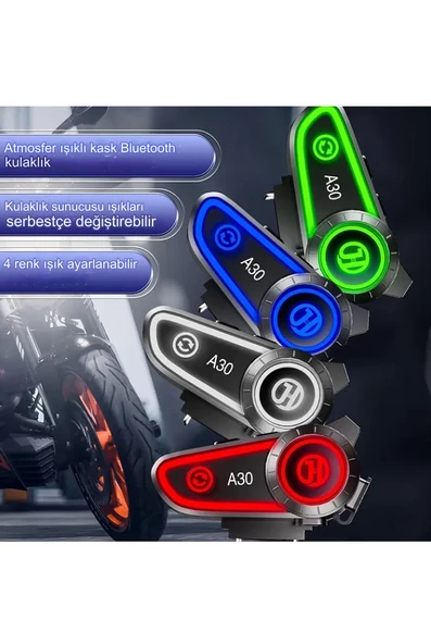 QASUL Motosiklet Kask Kulaklık İnterkom Işıklı Su Geçirmez Motor Kurye Kask Bluetooth Kulaklık - 3
