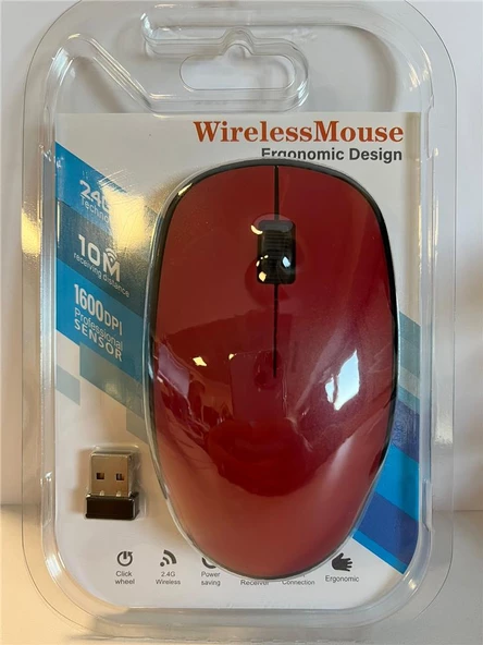 Elba Kırmızı 2.4Ghz Kablosuz Mouse