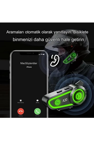 QASUL Motosiklet Kask Kulaklık İnterkom Işıklı Su Geçirmez Motor Kurye Kask Bluetooth Kulaklık - 4