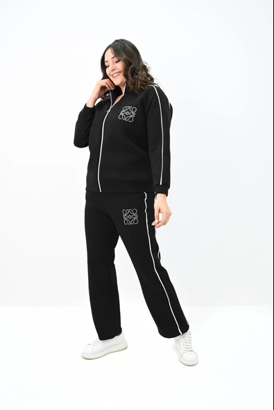 Kadın Büyük Beden Fermuarlı İşleme Detaylı Eşofman Takımı 8152-25 - 4