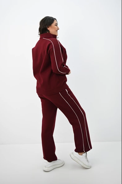 Kadın Büyük Beden Fermuarlı İşleme Detaylı Eşofman Takımı 8152-25 - 12