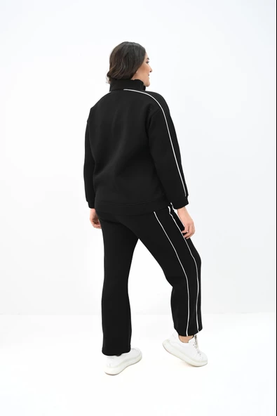 Kadın Büyük Beden Fermuarlı İşleme Detaylı Eşofman Takımı 8152-25 - 6