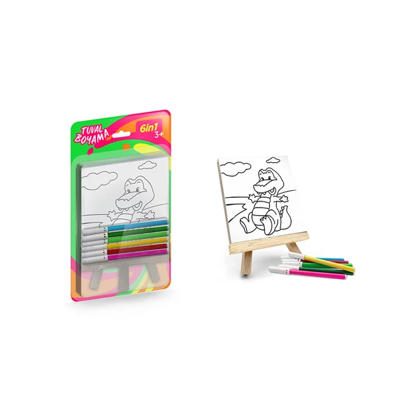 Mini Tuval Boyama Seti 1 Şövale+6 Tuval+6 Keçeli Kalem-Red Castle ST-01 - 4