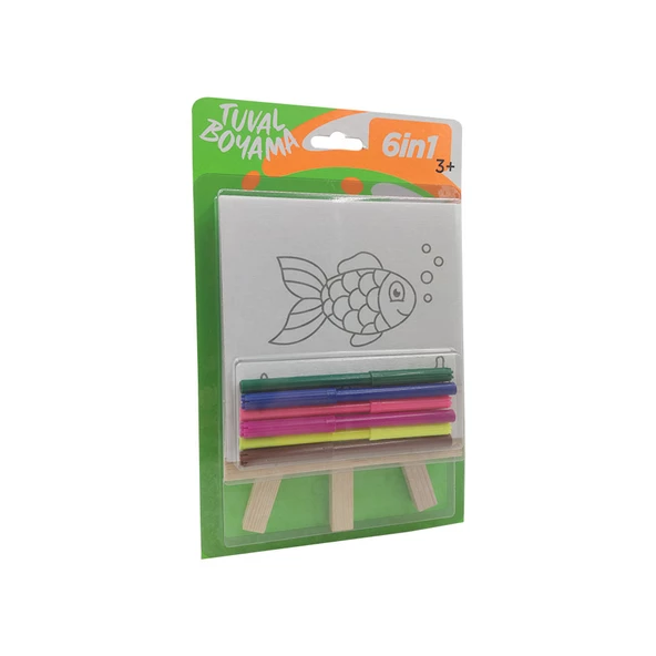 Mini Tuval Boyama Seti 1 Şövale+6 Tuval+6 Keçeli Kalem-Red Castle ST-01 - 5