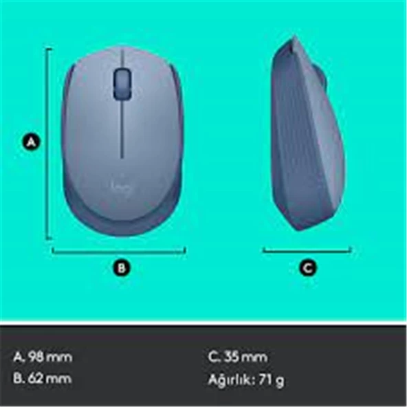 Logitech Kablosuz Mavi Gri Mouse - 2