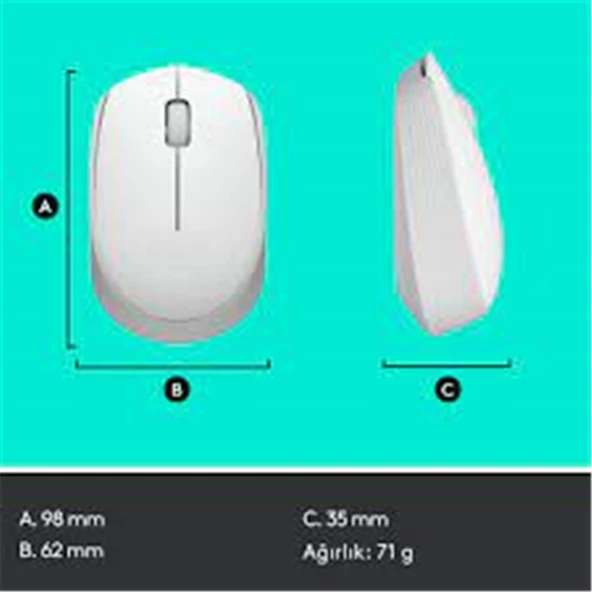 Logitech 910-006867 M171 Kablosuz Beyaz Mouse - Resim 2