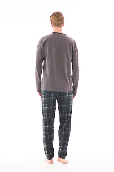 Estiva Alt Pijaması Ekose Kareli Polar Erkek Pijama Takım - 4