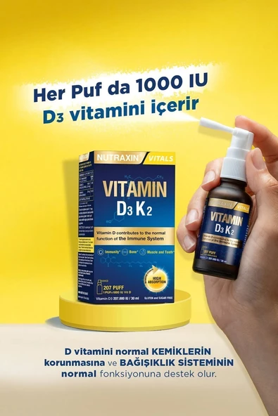 Nutraxin Vitamin D3K2 Sprey 30 ml - Resim 3