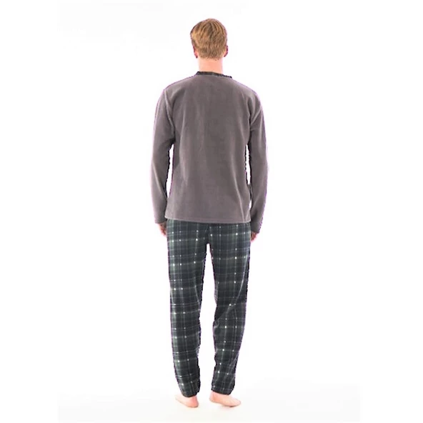 Estiva Alt Pijaması Ekose Kareli Polar Erkek Pijama Takım - 2