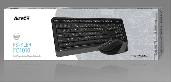 A4 Tech 2.4 Ghz Gri Q Fn-Multimedya Klavye + Optik Mouse Set