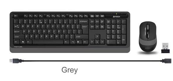 A4 Tech 2.4 Ghz Gri Q Fn-Multimedya Klavye + Optik Mouse Set - Resim 2