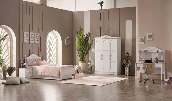 Takım PARİS Genç Oda 90442 Urlu YAVRU Karyola Komodin Masa Koltuk Dolap El Yapım - 5