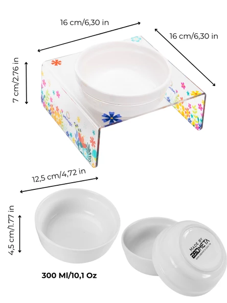 Petmagic Akrilik Beyaz Seramik Tekli Evcil Hayvan Kedi ve Mini Irk Köpek Mama Kabı-Tek İlkbahar - Resim 5