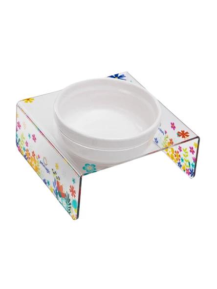 Petmagic Akrilik Beyaz Seramik Tekli Evcil Hayvan Kedi ve Mini Irk Köpek Mama Kabı-Tek İlkbahar - Resim 3