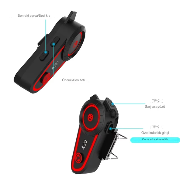 Bluetooth Cep Telefonu İnterkom Eşleştirmesi Gürültü Kontrol Teknolojisi Kurye Kask RGB Işıklı Kulaklık - 4