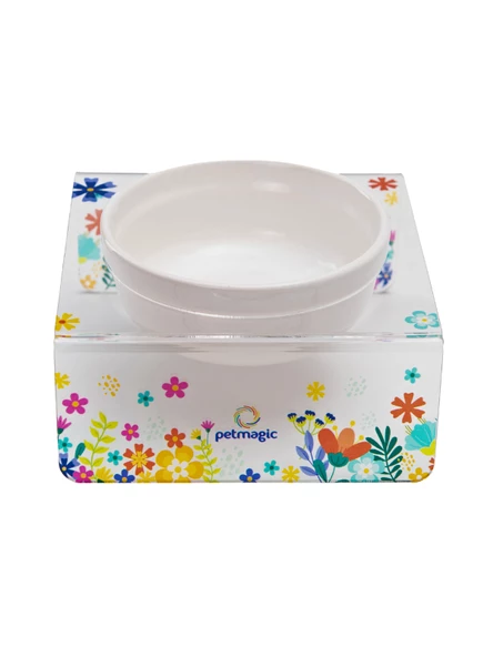 Petmagic Akrilik Beyaz Seramik Tekli Evcil Hayvan Kedi ve Mini Irk Köpek Mama Kabı-Tek İlkbahar - Resim 4